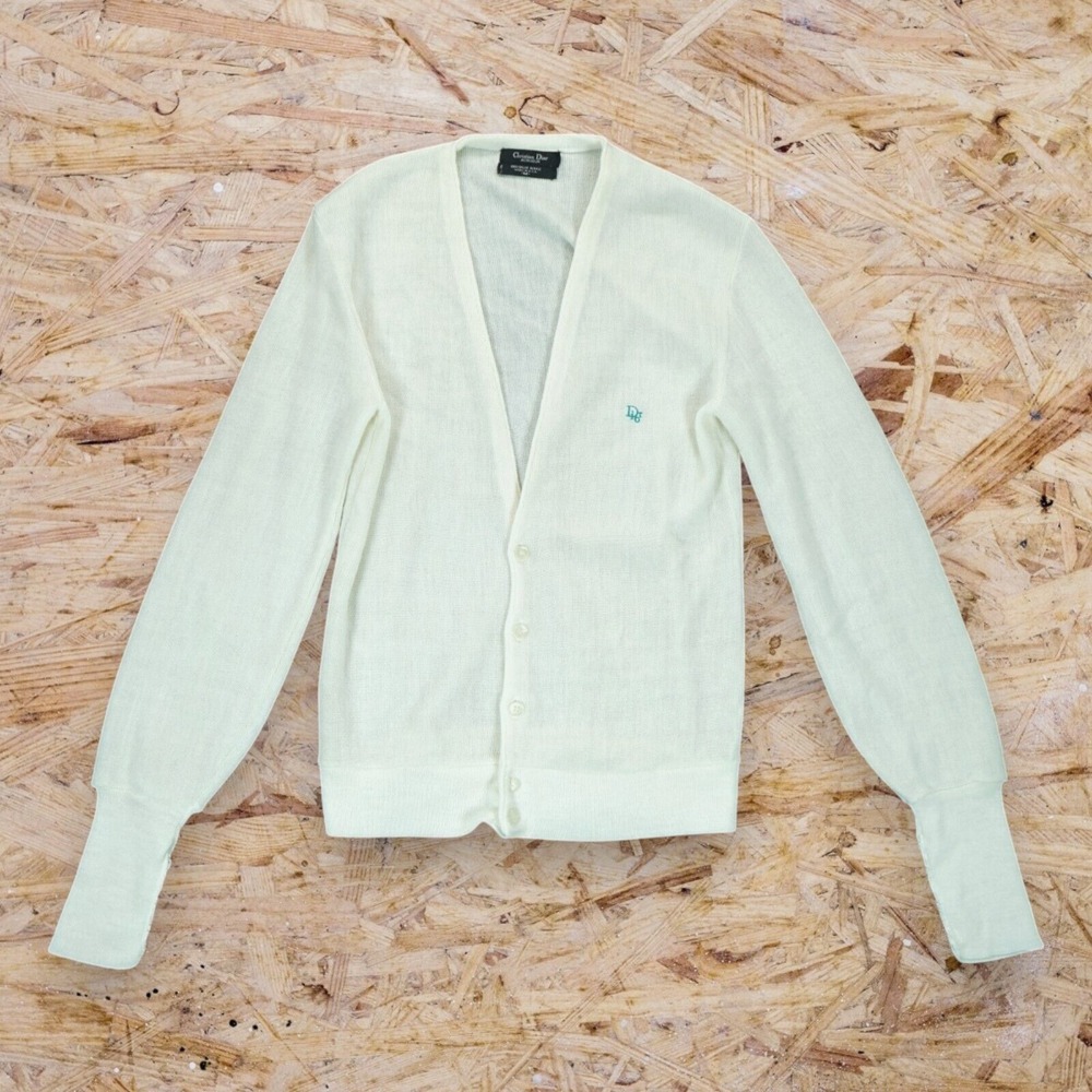Vintage 80'S Christian Dior‎ Monsieur Cardigan Mother of Pearl Buttons Medium